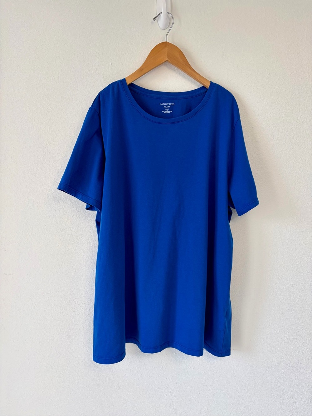 Lands' End Women's XL Tall Supima Cotton Short Sleeve Crewneck Tee in Royal Blue